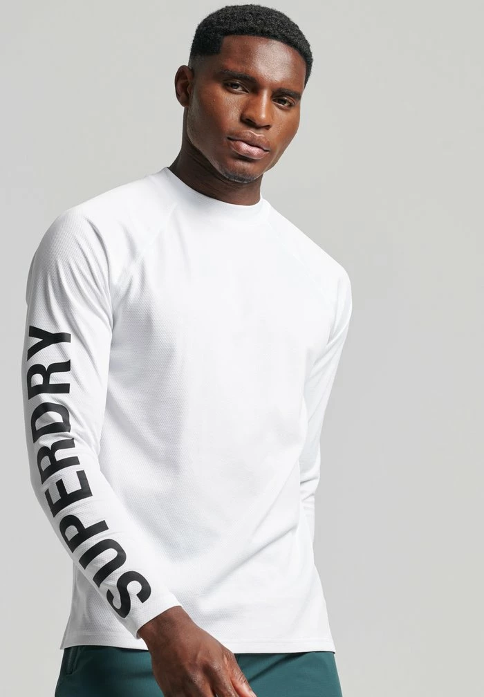 Superdry MOCK NECK - Long Sleeved Top - White Graphic 1 Superdry MOCK NECK - Long Sleeved Top - White Graphic