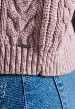 Superdry DROPPED SHOULDER CABLE CREW NECK - Jumper - Nappa Pink Twist -Superdry Shop 2d4ce69420d54bbaa3c949a74b5ac9f8