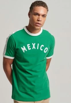 Superdry RINGSPUN FOOTBALL - Print T-shirt - Oregon Green