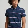 Superdry ACADEMY STRIPE - Polo Shirt - Varsity Navy Stripe