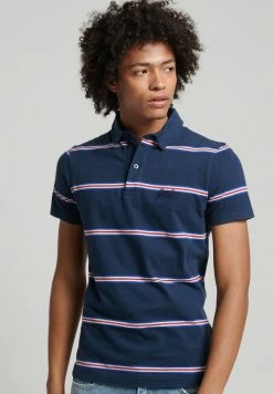 Superdry ACADEMY STRIPE - Polo Shirt - Varsity Navy Stripe