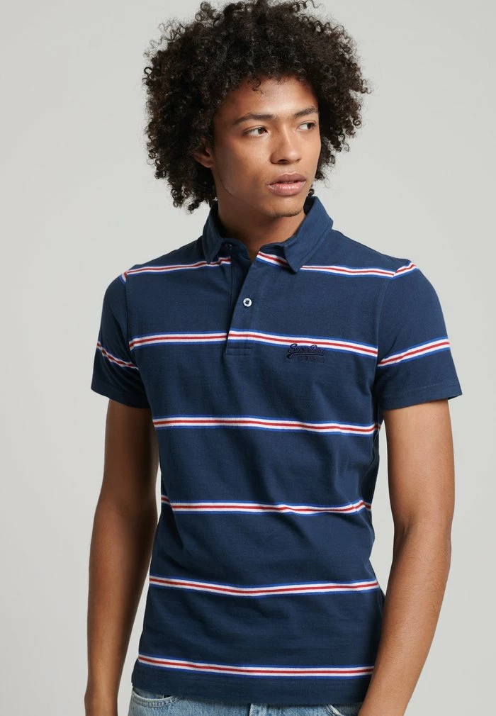 Superdry ACADEMY STRIPE - Polo Shirt - Varsity Navy Stripe 1 Superdry ACADEMY STRIPE - Polo Shirt - Varsity Navy Stripe