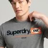 Superdry VINTAGE CROSSING LINES RINGER - Print T-shirt - Rich Charcoal Marl