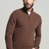 Superdry HALF ZIP - Jumper - Chestnut