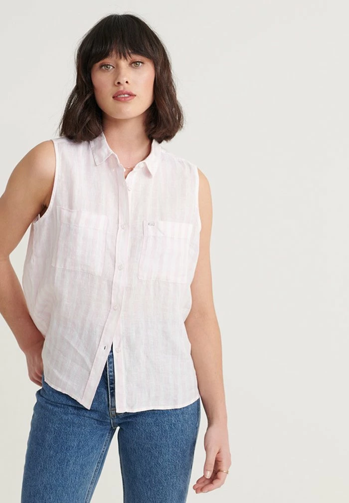SUPERDRY AUBREY SHIRT - Button-down Blouse - Pink Stripe 1 SUPERDRY AUBREY SHIRT - Button-down Blouse - Pink Stripe