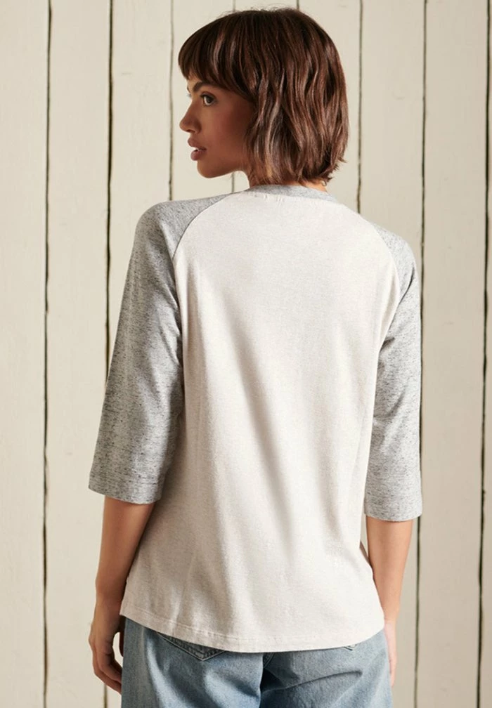 Superdry VINTAGE BASEBALL 3/4 SLEEVED - Long Sleeved Top - Oat Marl/athletic Grey Marl 2 Superdry VINTAGE BASEBALL 3/4 SLEEVED - Long Sleeved Top - Oat Marl/athletic Grey Marl - Image 2