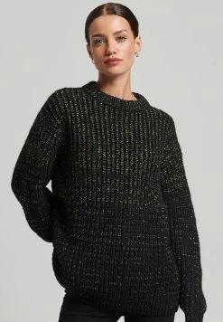 Superdry METALLIC MOCK NECK - Jumper - Black Gold Twist