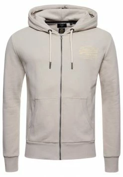 Superdry VINTAGE LOGO TONAL - Zip-up Sweatshirt - Light Stone -Superdry Shop 30f713760d10472997434da97cbf1b9c