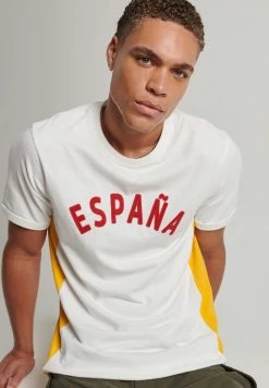 Superdry RINGSPUN FOOTBALL SPAIN - Print T-shirt - Winter White -Superdry Shop 320dbb604e0e43009d01de40a2c06625