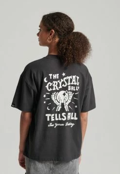 Superdry VINTAGE CELESTIAL - Print T-shirt - Bison Black