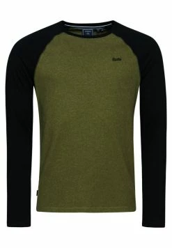 Superdry VINTAGE BASEBALL - Long Sleeved Top - Thrift Olive Marl Black -Superdry Shop 3232a75b6f824b38bad97f4ac34a2190