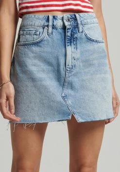 Superdry VINTAGE - Denim Skirt - Mid Indigo Marble