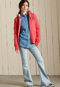 Superdry PRIDE IN - Zip-up Sweatshirt - Papaya Red Marl