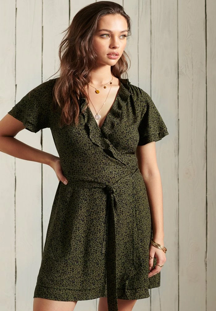 Superdry Day Dress - Dark Olive Leopard 1 Superdry Day Dress - Dark Olive Leopard