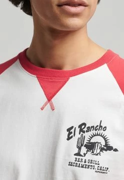 Superdry VINTAGE SURF RANCHERO - Long Sleeved Top - Soda Pop Red Off White -Superdry Shop 32ad31bc6404454a958b880a73168f68