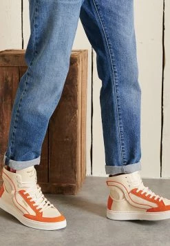 Superdry BASKET LUX - High-top Trainers - Oatmeal Spiced Orange