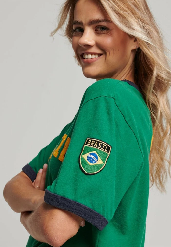 Superdry RINGSPUN FOOTBALL BRAZIL - Print T-shirt - Bowling Green 4 Superdry RINGSPUN FOOTBALL BRAZIL - Print T-shirt - Bowling Green - Image 4