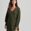 Superdry V NECK - Jumper Dress - Army Khaki Marl