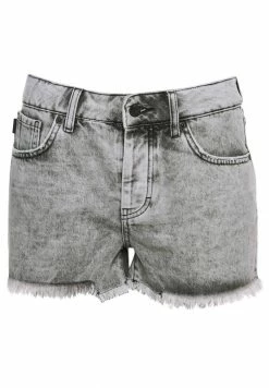 Superdry CUT OFF - Denim Shorts - Black Acid Tie Dye