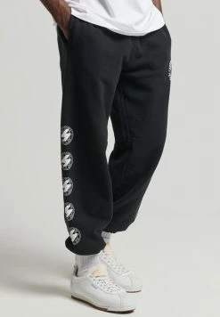 Superdry GLOBE LOGO - Tracksuit Bottoms - Black