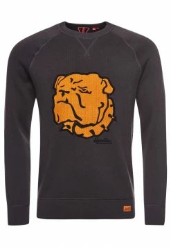 Superdry VARSITY ORGANIC CREW - Sweatshirt - Vintage Black -Superdry Shop 348248a5efbe41feb393da81801a6b40