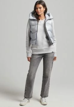 Superdry SHINE QUILT - Waistcoat - Baby Blue White White