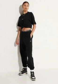 Superdry CODE ESSENTIAL - Tracksuit Bottoms - Black