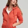 Superdry Zip-up Sweatshirt - Bright Orange Marl