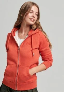 Superdry Zip-up Sweatshirt - Bright Orange Marl