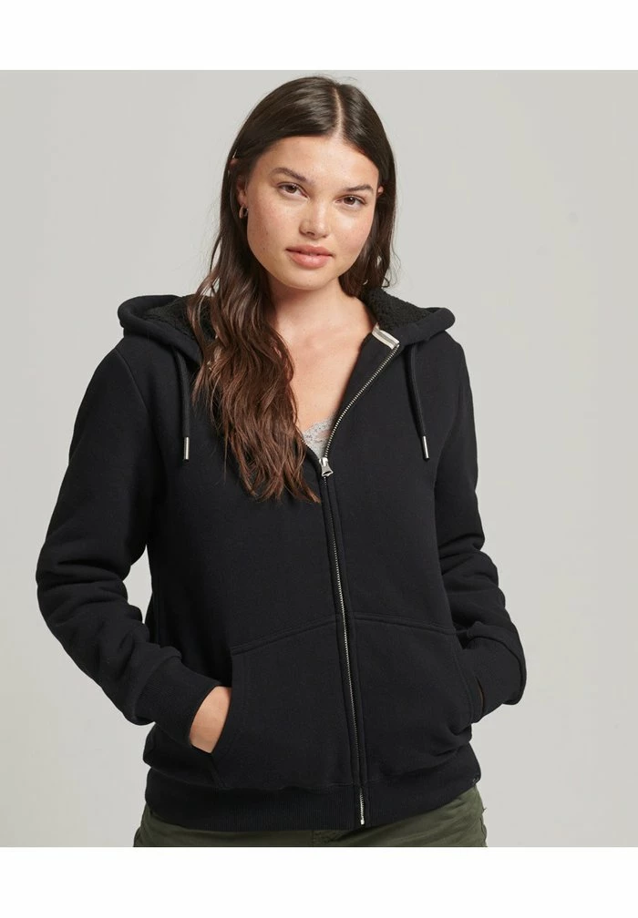 Superdry ESSENTIAL BORG - Zip-up Sweatshirt - Black 2 Superdry ESSENTIAL BORG - Zip-up Sweatshirt - Black - Image 2