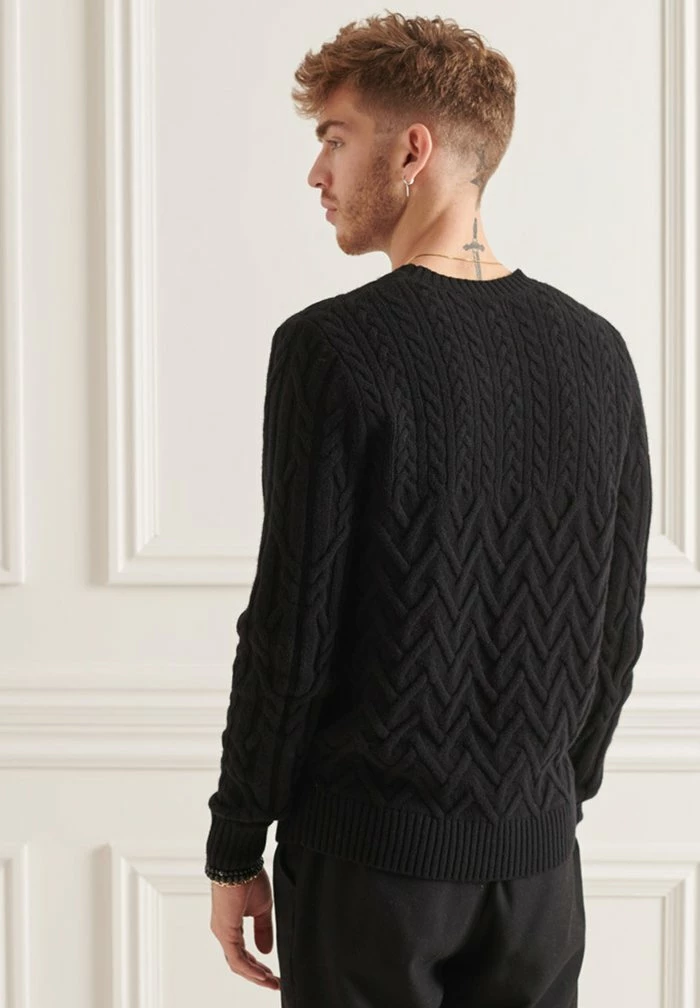 Superdry STUDIOS CABLE - Jumper - Black 2 Superdry STUDIOS CABLE - Jumper - Black - Image 2