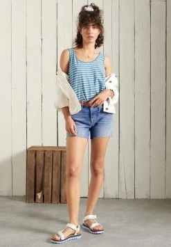 Superdry Top - Blue Bottle Marl/light Grey Marl