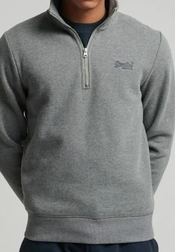 Superdry VINTAGE LOGO - Fleece Jumper - Rich Charcoal Marl