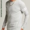Superdry VINTAGE QUARTERBACK - Long Sleeved Top - Glacier Grey Marl