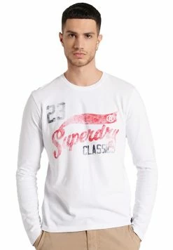 Superdry COLLEGIATE GRAPHIC - Long Sleeved Top - Brilliant White