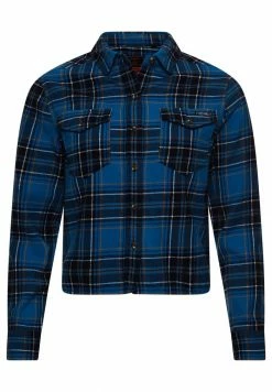 Superdry HERITAGE CHECK CROPPED - Button-down Blouse - Kilburn Check Blue -Superdry Shop 38a609428f1544ccbb4155f26ade6826