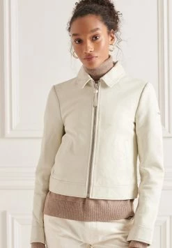 Alternative view of Superdry Leather Jacket - Off White