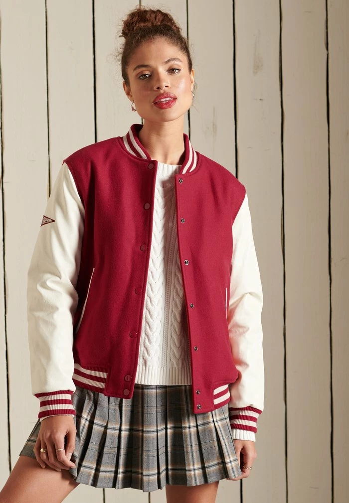 Superdry COLLEGE VARSITY - Bomber Jacket - Hike Red 2 Superdry COLLEGE VARSITY - Bomber Jacket - Hike Red - Image 2