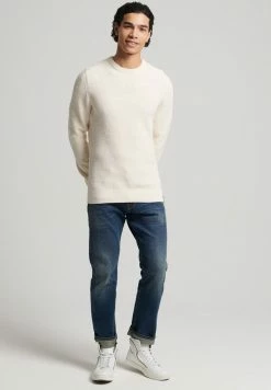 Superdry VINTAGE TEXTURED CREW - Jumper - Ecru Heather