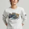 Superdry VINTAGE LOGO NARRATIVE RHINESTONE CREW - Sweatshirt - Glacier Grey Marl