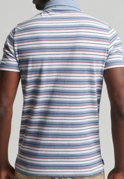 Superdry ACADEMY STRIPE - Polo Shirt - Blue Stripe