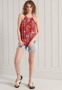 Superdry BEACH CAMI - Top - Red Hawaiian