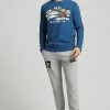 Superdry VINTAGE LOGO NARRATIVE - Long Sleeved Top - Blue Bottle