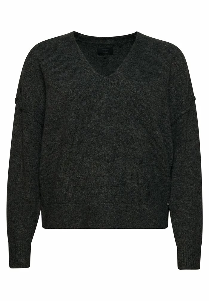 Superdry OVERSIZED V NECK - Jumper - Black Marl 4 Superdry OVERSIZED V NECK - Jumper - Black Marl - Image 4