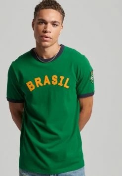 Superdry RINGSPUN FOOTBALL BRAZIL - Print T-shirt - Bowling Green