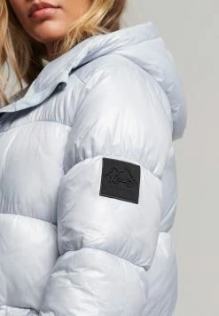 Superdry LONGLINE PUFFER - Winter Coat - Baby Blue White White -Superdry Shop 410ee53227134792864ac6e8c50327a2