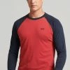 Superdry VINTAGE BASEBALL - Long Sleeved Top - Hike Red Marl Eclipse Navy