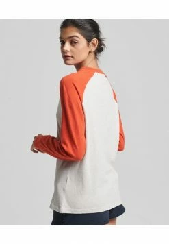 Superdry VINTAGE BASEBALL 3/4 SLEEVED - Long Sleeved Top - Bright Orange Marl Oat Marl -Superdry Shop 4205cdc3406c4c8a9c63d30bdbaaa99d