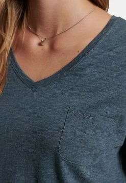 Superdry STUDIOS POCKET V-NECK - Basic T-shirt - Blue Mirage Marl -Superdry Shop 4390affca3c9400cb25c5f6c072e0bac