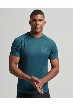 Superdry SPORT TRAIN ACTIVE GRAPHIC SHORT SLEEVE - Print T-shirt - Blue Bottle